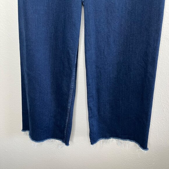 Maeve Anthropologie Wide-Leg Dark Wash Wide Leg Crop Jeans 31 raw hem - Picture 4 of 11
